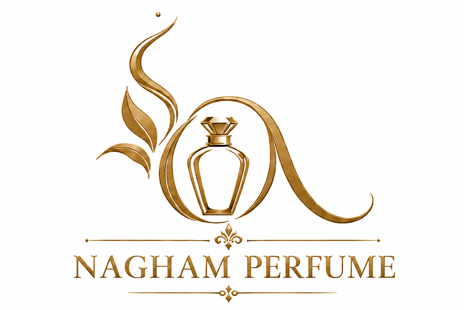 شعار نغم للعطور الأصلي باللون الذهبي المعتّق